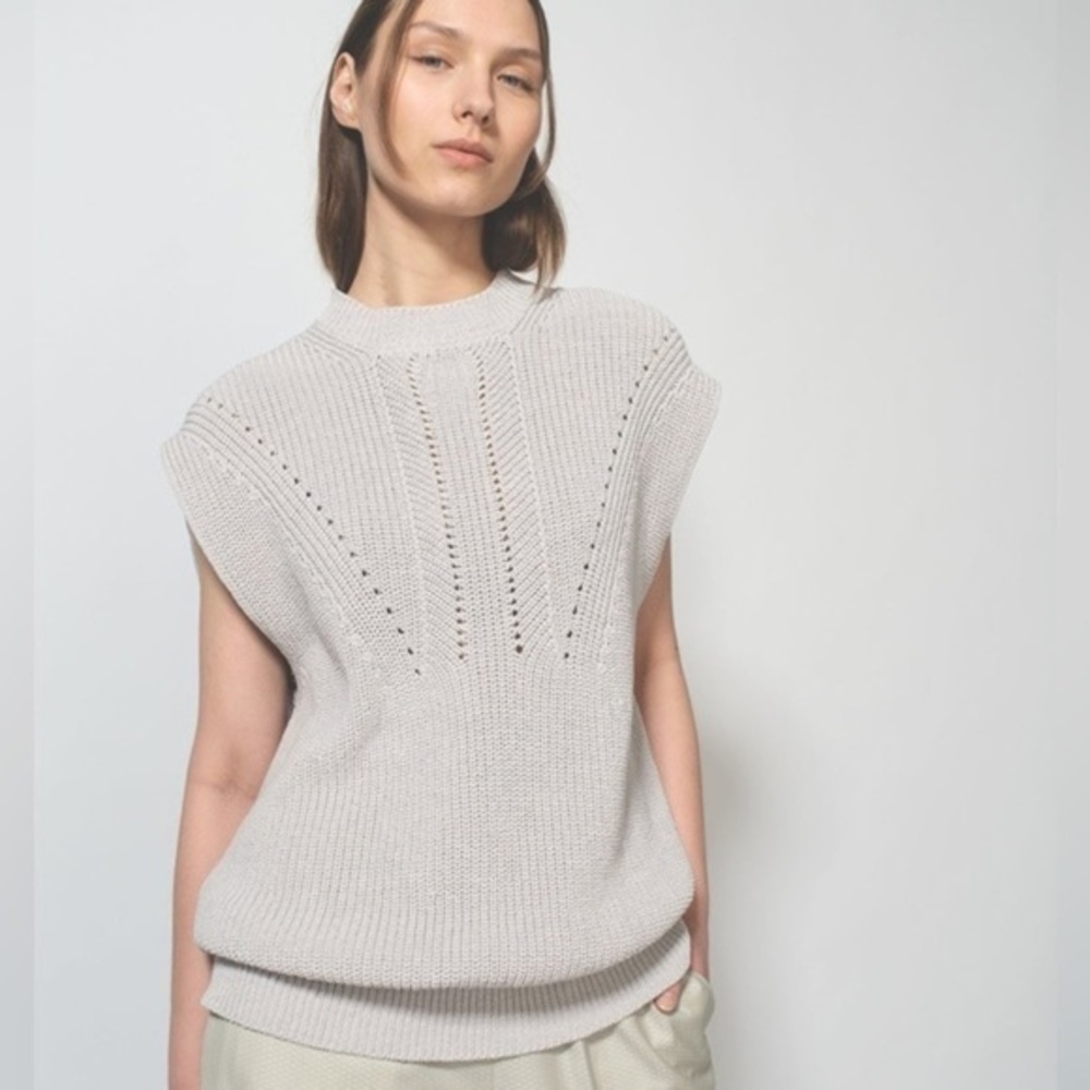 NEW Mango | Knit Sweater Vest in Cream/Tan - New Without Tags - Size Small​​​​​
